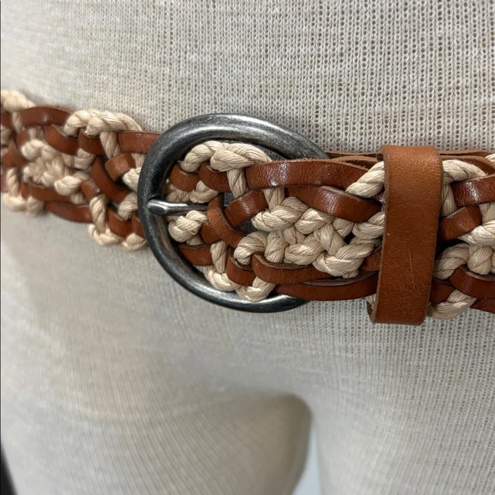 Fossil leather and cording braided woven boho festival belt